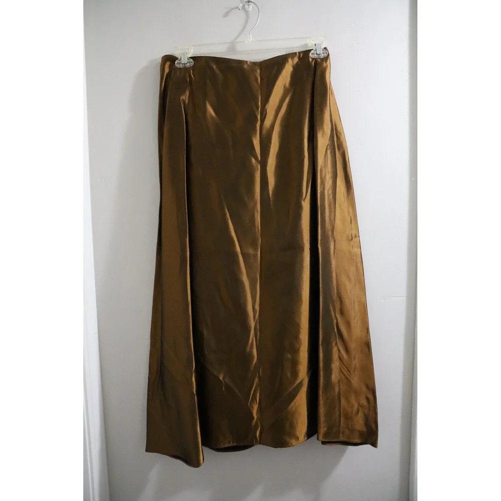 Coldwater Creek Floral Velvet Top & Bronze Taffeta Maxi Skirt Set‎ P16 PXL NEW